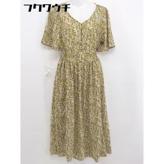 ◇ RAY CASSIN Vネック　総柄　ウエストゴム 五分袖 ロング ワンピース サイズM マスタード　アイボリー レディース 【中古】 【1106020012340】