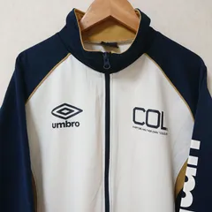 (^w^)b umbro アンブロ トラック ジャケット ジャージ XL ジップアップ ロゴ プリント トレーニング 運動 スポーツ ランニング ジム デサント カジュアル ホワイト 白 ネイビー メンズ サイズO