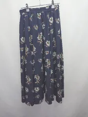 ◇ Θ Bou Jeloud ブージュルード 花柄 ロング丈 フレア スカート サイズF ネイビー レディース E  【1410230014965】