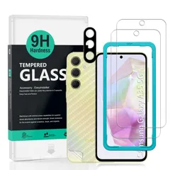 【数量限定】レンズカバー（1枚）背面シート（1枚） すり傷防止耐衝撃硬度 ガイド枠付き 枚保護フィルム 2 9H強化ガラスフィルム【滑らかな手触り】【気泡ゼロ】【指紋認証対応 インチ）ガラスフィルム 5G（6.6 A35 超簡単貼り付け】 Galaxy Sam