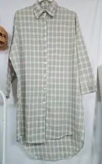 ロングチェックシャツワンピース (新品)