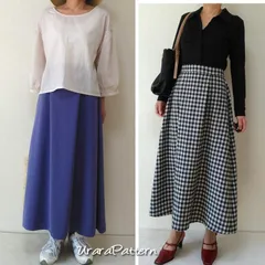 107 型紙　大人　後ろゴムのロングスカート　S~5L