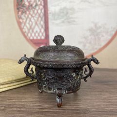 銅 細工 四方獅子銅盤 金皿 託敷 茶道具 装飾品 工芸品 置物