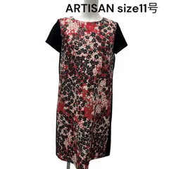 ◆美品　アルチザン　ARTISAN　ワンピース　膝丈　花柄　ベロア　11号、L 　レディース　S5S720のサムネイル