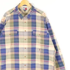 古着 大きいサイズ 90's トミーヒルフィガー 長袖ボタンダウンシャツ メンズUS-2XLサイズ tn-1596n