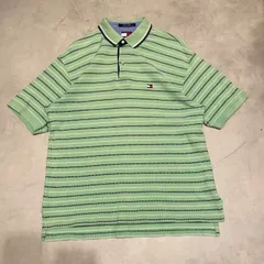 90's    オールドトミー　ライトグリーン　ストライプボーダー　黄緑　ポロシャツ