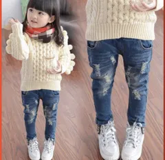 ダメージデニムパンツ　90〜140