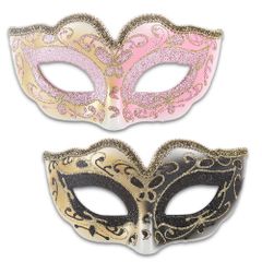 [SALUDABLE] ベネチアンマスク 仮面 舞踏会 コスプレ マスカレードマスク 仮装 2個セット (ライトピンク＆ブラック)