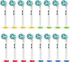Ofashu 互換品 互換 ブラウン オーラルB 電動歯ブラシ 用の 替えブラシ 対応 マルチアクションブラシ braun oral EB50 やわらか 歯垢除去 カラーリング付 家庭用 16本入 ホワイト(ホワイト,  16本)
