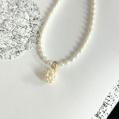 淡水パール ネックレス 立体ハート 編み込み 2way シルバー刻印 - メルカリ