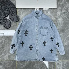 【本日限定特価】Chrome Hearts メンズ デニムシャツ 刺繍＆レザーパッチ カスタムウォッシュデニムブルー S-XL [本日特価|新品未使用品]-MM輸入1