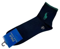 未使用 ポロ ラルフローレン ソックス メンズ 27-29ｃｍ 靴下 ワンポイント刺繍 ショート丈 ブラック 黒　緑 グリーン ナイガイ 紳士用 POLO RALPH LAUREN ビッグポニー　ポニー カジュアル
