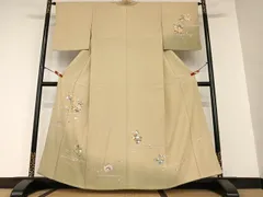 平和屋着物●訪問着　御所車花文　糸巻き　暈し染め　金彩　正絹　逸品　AAAX0627zg