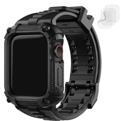 新品 コンパチブル Apple Watch バンド40mm 41mm iWatch シリーズ 9/8/7/6/5/4/SE2/SEに対応 アップルウォッチ フルカバー 一体型 バンパーケース付き 滑り止め 耐久性 落下防止 衝撃吸収 工事 防水 通気性 スポー