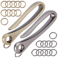 SUNNYCLUE　1箱2色　真鍮　キーフック　カラビナ　U字型フック　チェーン　車　キーリング　フックカー　キーホルダー　ベルト　フック　キー　バックル　キーホルダー用　釣り針　ベルトループ　真鍮　ブラス　ウォレットチェーン　ツリバリ　吊り下げ　ホルダー　レ