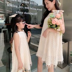 No.MC16 ママ 娘お揃い リネンワンピース SM-110サイズ