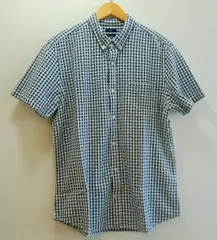 GAP ギャップ シャツ 半袖 ボタンダウン Lサイズ ギンガムチェック ネイビーｘ白 wtnbkty m 0424