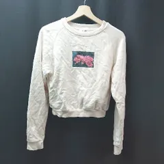 ◇ LAGUA GEM フラワープリント クルーネック 裏毛 カジュアル 長袖 スウェット サイズM アイボリー レディース E  【1310050044688】