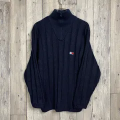 【 OLD TOMMY HILFIGER 00s トミーヒルフィガー 】ミドルゲージ ハーフジップ ニット セーター M