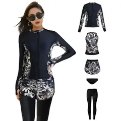 水着セット タンキニ ラッシュガード 5サイズ 柄G 長袖 セパレート ボディカバー UVカット ウィメンズ スイミング