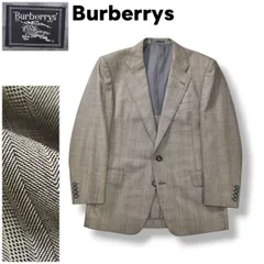 【定番】 バーバリー Burberrys 2B シングル テーラード ジャケット ノッチドラペル サイドベンツ 背抜き AB3 グレンストライプ グレー フォーマル ビジネス カジュアル ウェア 紳士 メンズ