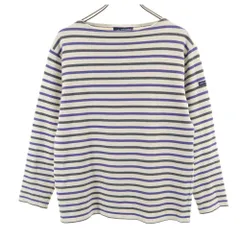 セントジェームス フランス製 ボーダー 長袖 ボートネック バスクシャツ 36 ホワイト系 SAINT JAMES ロンT メンズ 古着 【240421】