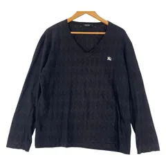 BURBERRY BLACK LABEL バーバリーブラックレーベル アーガイル柄 Vネック長袖Ｔシャツ size3/ブラック