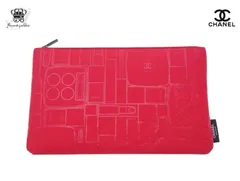 シャネル ノベルティ コスメポーチ 薄型 コスメ柄 レ キャトル オンブル CHANEL MAKEUP【Used 開封品】