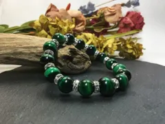 パワーストーン ブレスレット グリーンタイガーアイ 12mm  / 虎目石 メンズ レディース 男性 女性 金運 仕事運 健康運 癒し お守り(シルバー) ☆