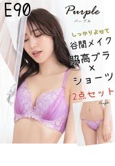 【新品 未使用】E90 レディース 大きいサイズ ブラジャー＆ショーツ ブラジャー E90 ショーツ 3L パープル 脇高ブラ 新品 送料無料