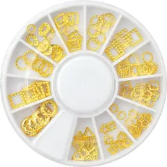 【送料無料】フレーム 模様付き スタッズ ネイル パーツ ジェル ネイルパーツ ネイル用品 メタルパーツ ゴールド メタル フレームパーツ ストーン セット ジェルネイル ネイルアート メタルスタッズ ネイルジュエリー ネイル工房 【お試しスタッズ11番】