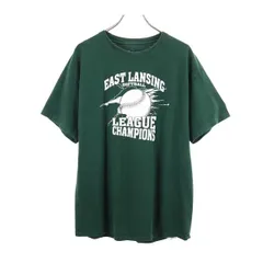 チャンピオン クルーネック 半袖 Tシャツ L グリーン Champion プリント メンズ 【中古】  【230620】 メール便可