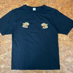 スカTシャツ ブラック L 虎 スーベニア 刺繍 半袖 JAPAN ユーズド USED 古着