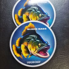 送料無料　Black bass　ブラックバス　シール「ブラックバス　アート　ステッカー」（約６０ｍｍ×約６０ｍｍ）※２枚セット販売