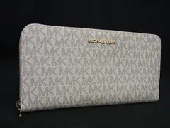 ■極美品■ MICHAEL KORS マイケルコース PVC ラウンドファスナー 長財布 ウォレット レディース アイボリー系 FH2744
