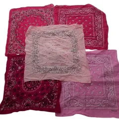 古着卸 まとめ売り バンダナ ペイズリー柄小物 19枚セット (ユニセックス ) ピンク レッド 中古 古着 NB4081