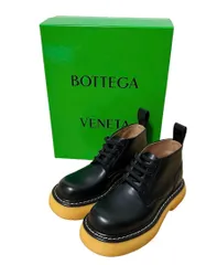 未使用 ボッテガヴェネタ BOTTEGA VENETA BOUNCE ANKLE BOOT アンクル チェルシーブーツ ショートブーツ レースアップ レザー 38 ブラック