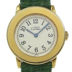 【CARTIER】カルティエ マストロンド ヴェルメイユ cal.157.06 1811 シルバー925×リザード ゴールド クオーツ アナログ表示 レディース 白文字盤 腕時計