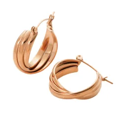 【ピンクゴールド × ピアス】[Cream dot. クリームドット公式] ピアス レディース ステンレス製 金属アレルギー つけっぱなし サージカルステンレス キャッチレス 開閉式 フープ 3連メタル 大人