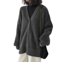 [WoauNuiHll] カーディガン レディース ニット トップス 厚手 セーター モコモコふわふわ カーデガン 柔らか 暖か 保温 体型カバー カジュアル カットソー 大きいサイズ ゆったり オフィス 通勤 普段着 秋冬