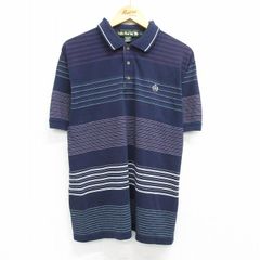 90sオールド古着 FILA SPORT マルチ縦ストライプ柄半袖ポロシャツM