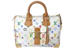 極美品 LOUIS VUITTON ルイヴィトン スピーディ30 ハンドバッグ M92643 モノグラム マルチカラー 村上隆 ホワイト 中古 4b002106