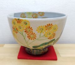 送料込【逢絢亭・新品】茶道具 茶碗 京焼 青磁釉 ホタルの図 中村与平