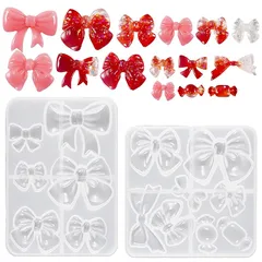 シリコンモールド 蝶結び型 2枚セット 再使用可能 リボン レジン アクセサリー キーホルダー シャカシャカ シリコン モールド キャンドル アロマストーン 石膏 手作り 樹脂 粘土 シリコン型 型 キット ハンドメイド 鏡面 DIY用 (蝶結び) 0