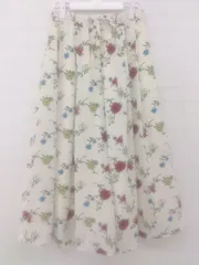 ◇ JEANASIS ジーナシス 花柄 フラワー かわいい ワイド パンツ サイズF アイボリー マルチ レディース E  【1305220003220】