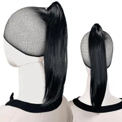 Luce brillare ポニテールウィッグ クリップ ストレート エクステ レディース ウィッグ グラデーション ハイライト ロング 短い 30cm 40cm 50cm 60cm 耐熱 子供 キッズ 髪飾り カラフル  [ナチュラルブラック] [30cm]