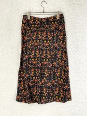 未使用 ISABEL MARANT  イザベルマラン 34 ブラック×オレンジ 小花ペイズリー型押し総柄シルク混スカートのサムネイル
