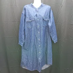 ◇ Θ un dix cors アンディコール デニム　長袖 ロング丈 ワンピース サイズ F ネイビー系 レディース E  【1412260029070】