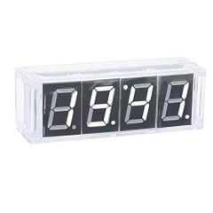 DIY電子時計キット 4桁デジタルLED時計キット自動表示時間/温度およびはんだ付けの練習学習電子機器の日付(白い)