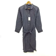 コムサイズム シャツワンピース 長袖 リネン ストライプ トップス レディース 9サイズ ブルー系 COMME CA ISM